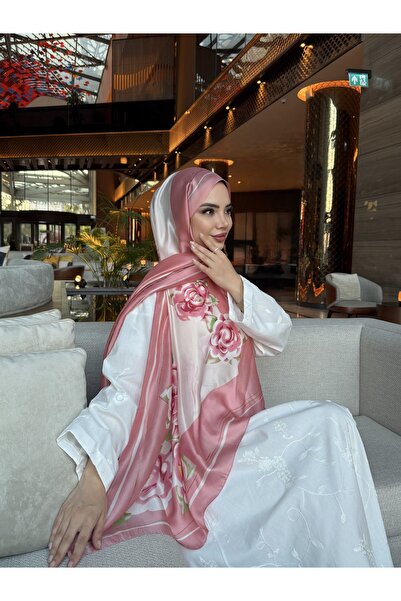 tomrisboutique Luxury Voile Silk Shawl Hijab Foulard Scarf Shawl Floral Rose ...