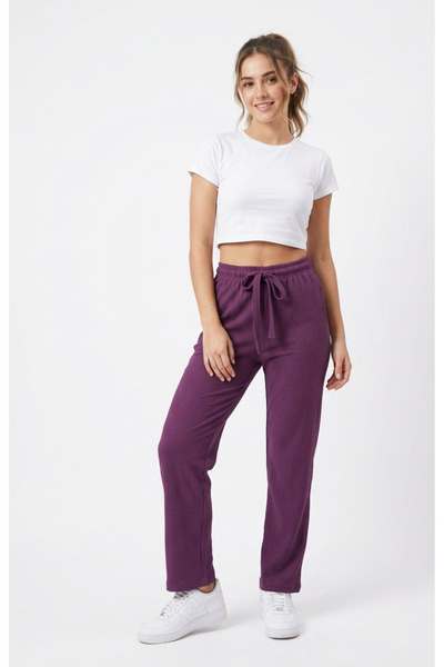 just wear zt Women's Daily Use Ribbed Wide Leg Pants