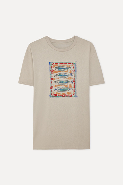 Mudo Erkek Bej Rengi Baskılı Comfort Fit Bisiklet Yaka T-Shirt