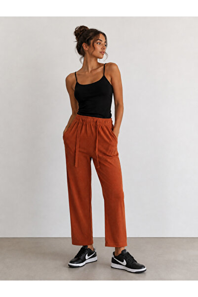 just wear zt Women's Daily Use Ribbed Wide Leg Pants