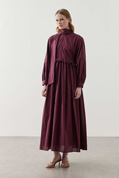 Fahhar Beli Segmented Cotton Dress Plum