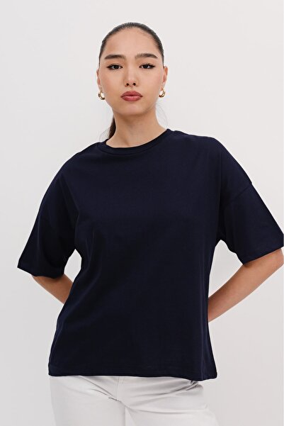 ZAVIXO Tricou de damă supradimensionat, 100% bumbac, culoare uni, stil modern
