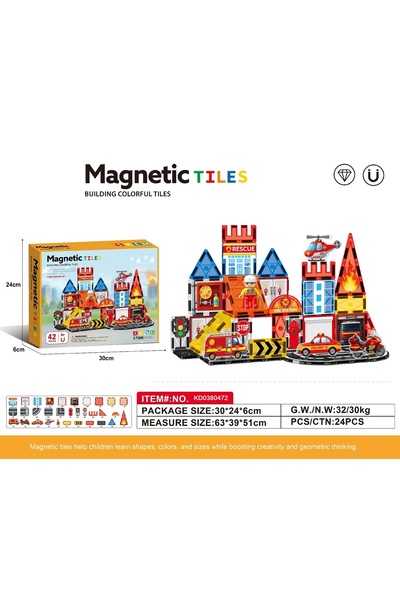OEM Set de construcții magnetice, GHEMOTOC®, 3D, jucării educative, elemente magnetice, 57 de piese, 188-M518