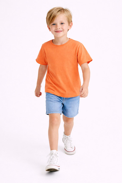 difa kids تيشيرت صيفي بأكمام قصيرة وتفاصيل ممزقة للأولاد والبنات