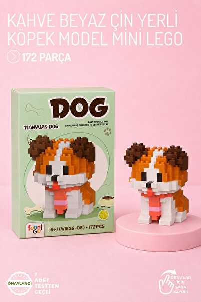 Nandy Home Kahve Beyaz Çin Yerli Köpek Model Karakter Figürü 3D Yapı Oyuncakl...