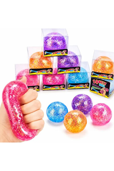 MC Micostore Minge Squishy Antistres cu Glitter 6 cm, Squeeze Ball Flexibila ...