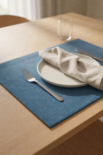 Cortibo Barcelona Velvet teksturirani set od 6 podmetača indigo boje