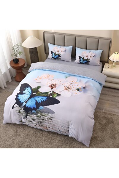Edormitor Set de lenjerie de pat 5D Finet, 4 piese, Cearșaf cu elastic - Fluturi