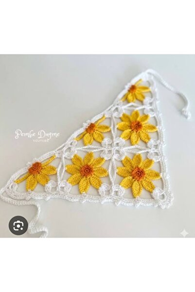 ARTTMACRAME Papatya Model Bandana Knitted Flower Bandana