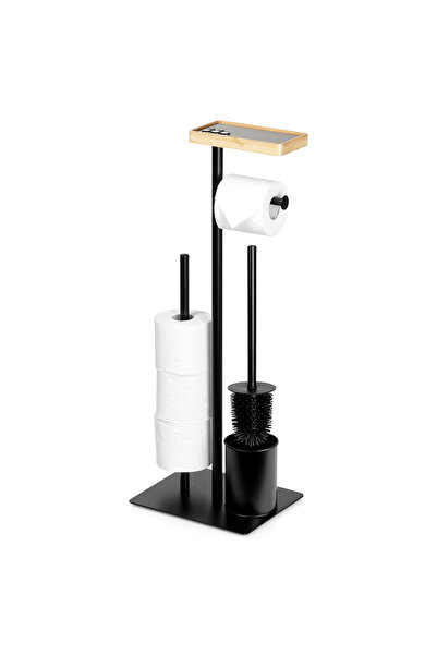 Orion Suport negru pentru hârtie igienică cu perie 68,5 cm