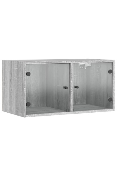 vidaxl Dulap de perete cu uși din sticlă, gri sonoma, 68,5x37x35 cm