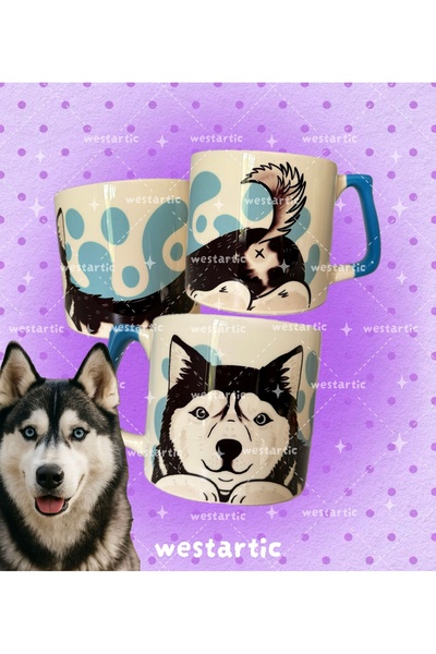westartic westdogs Husky Köpek Sibirya Kurdu Tasarım Kupa Fincan Bardak