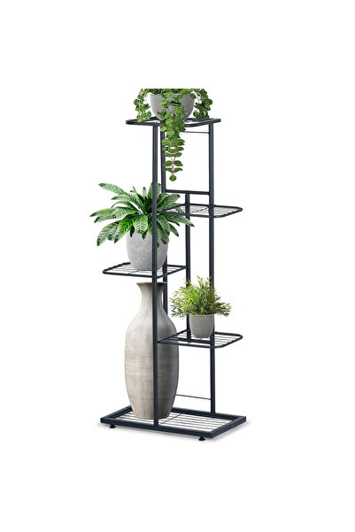 Orion Etajeră metalică neagră cu 5 niveluri pentru plante, 96 cm