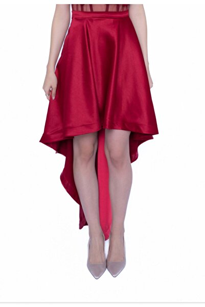 Lila Fustă cu trenă bordo – Tafta premium