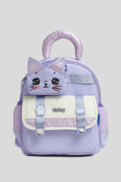 VEIBAG Bimboo 3 Bölmeli Kedi Detaylı Anaokulu Çantası - Matara Cepli ve Konfo...