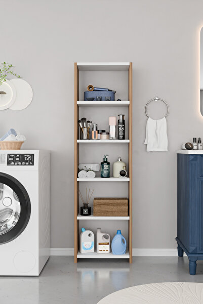 BNK Modüler Banyo Dolabı 5 Raflı Çok Amaçlı Banyo Organizer Raf Ünitesi Çamaş...