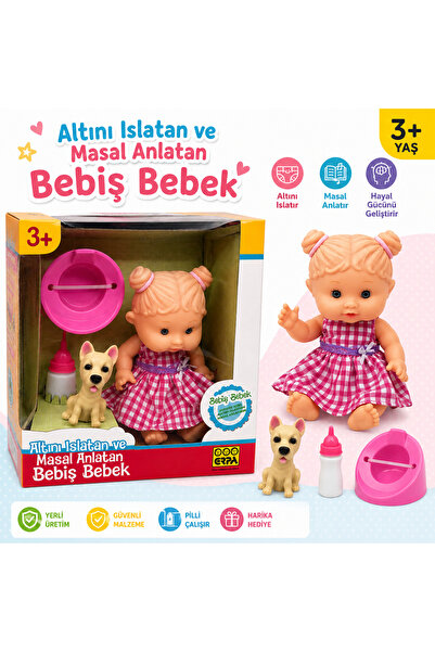 ERPA Altını Islatan ve Masal Anlatan Bebiş Bebek Sesli Oyuncak Bebek Seti 3+ Yaş