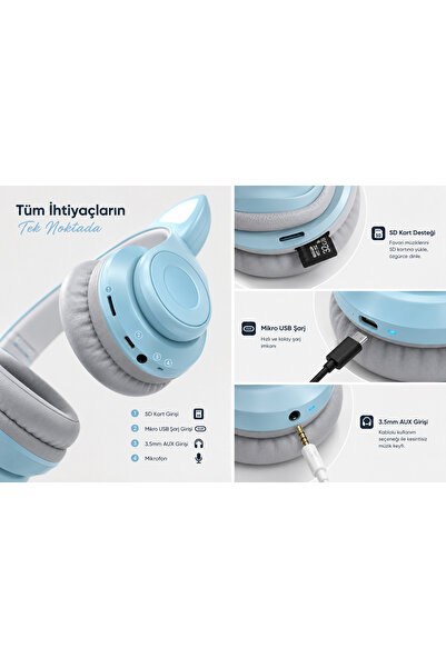 P47 Bluetooth Kulaklık – Kedi Kulaklı Kablosuz Kulaklık