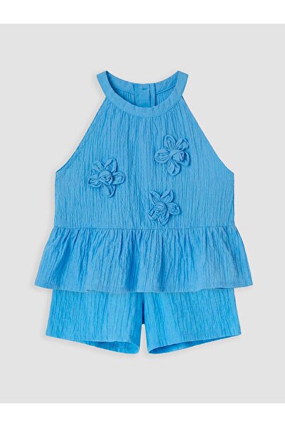 LC Waikiki Lcw Kids Girls' Crinkle Set with Floral Appliques