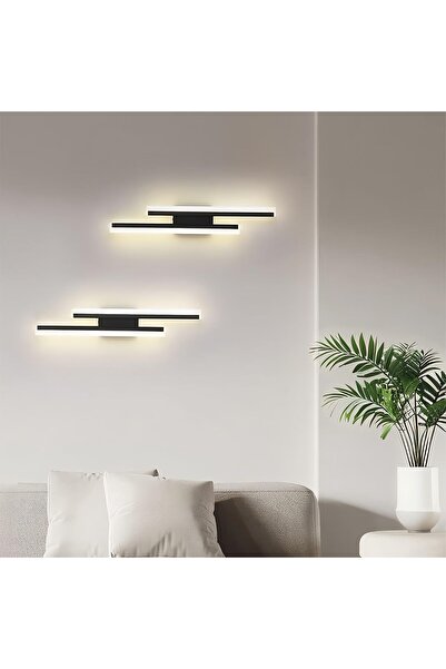 FUNITO Wall Light LED Indoor, 16W 1800LM Wall Lamp Modern, Warm White 3000K, Black Long Wall Sconce Acrylic for Bedroom, Living Room, Corridor, Hallway