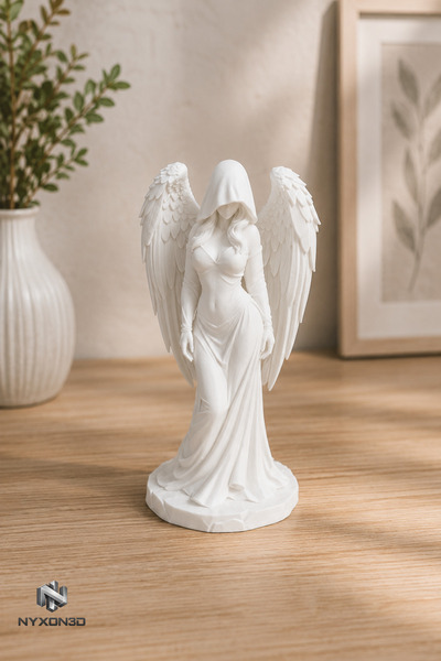 nyxon3D Beyaz Melek Heykeli Dekoratif Biblo – Kanatlı Angel Figürü | Ev, Ofis...