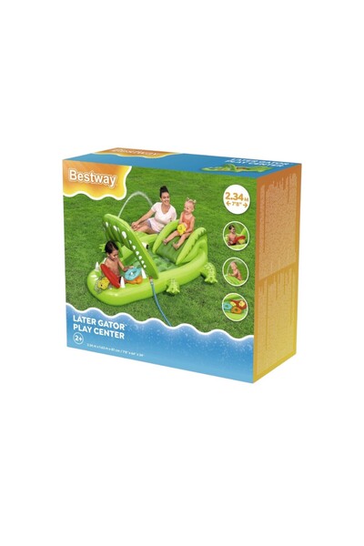 BESTWAY Loc de joacă acvatic gonflabil cu tobogan crocodil si accesorii, 234 ...