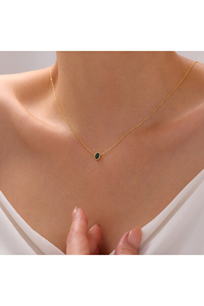 Ren silver Zümrüt Işıltısı 925 Ayar Gümüş Kolye