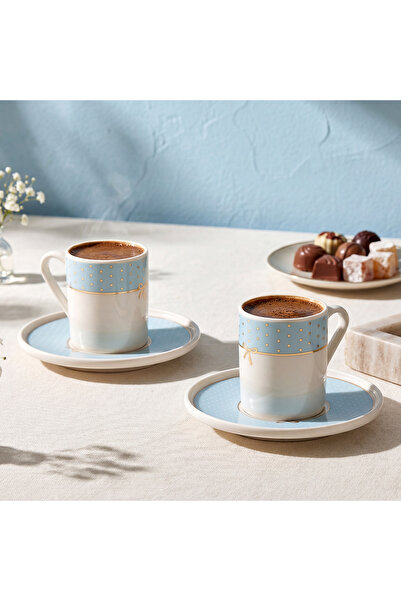 Aryıldız Nila 4 Piece Coffee Cup Set for 2 People Blue 90 ml