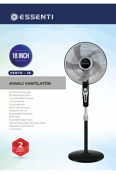 Süsler Essenti Vento 18" Ayaklı Vantilatör