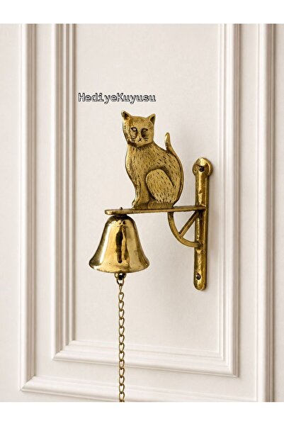 hediye HEDİYEKUYUSU PİRİNÇ DÖKÜM KEDİLİ DUVAR BAHÇE KAPI ÇANI KAPI ZİLİ