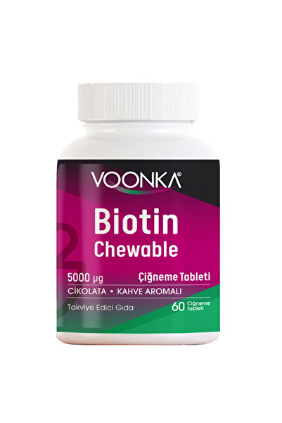 Voonka Biotin Chewable 5000 mcg Vitamin B7 İçeren Çikolata Kahve Aromalı 60 T...