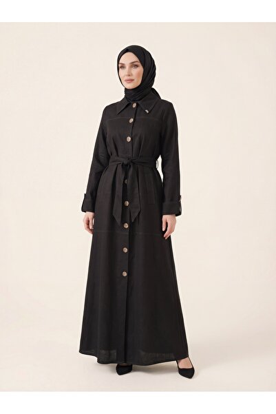 Beyza Giyim 9541 Apoletli Keten Ferace