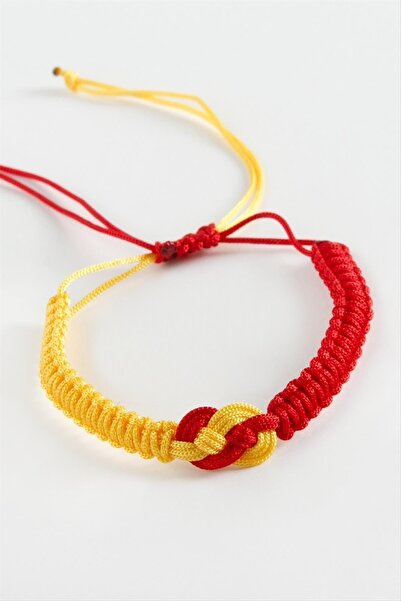 ZERO LAND Spt-Gld Yellow Red Macrame (182732) Braided Bracelet-Red
