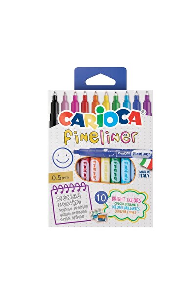 carioca Fineliner Fine Tip Felt Tip Pen 10 Colors