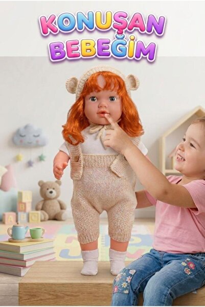 Tıfıl Toys Konuşan Bebeğim 60 cm Türkçe Konuşan Örgü Tulum ve Şapkalı Kafası ...