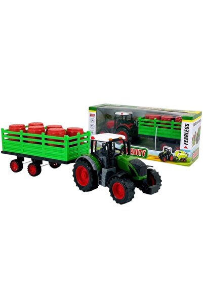 Avaleea Tractor Cu Remorca Si Bidoane Pentru Copii, Jucarie Agricola Cu Frict...