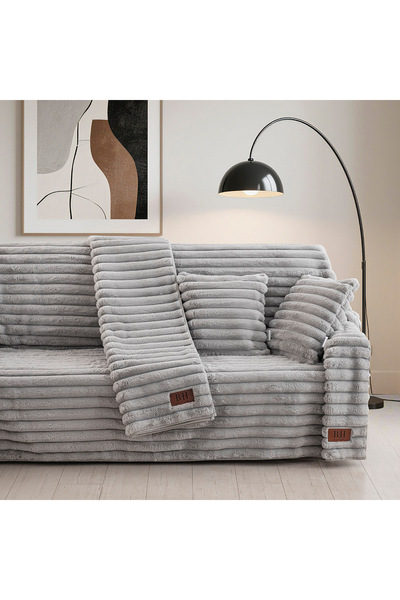 Beauty Home Γούνινο Σετ ριχτάρι 3τμχ Stripe Art 8727 (180x160+180x250+180x300...