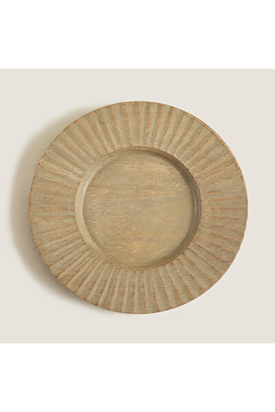 Chakra Sune Wooden Decorative Plate Cream Cream