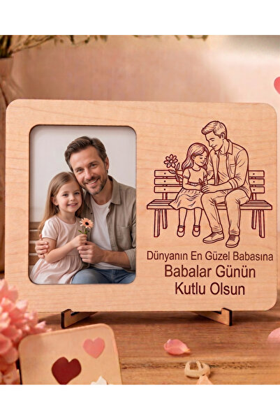 ih ihra Kişiye Özel Lazer Kazıma Ahşap Fotoğraf Çerçevesi - Masaüstü Ayaklı B...
