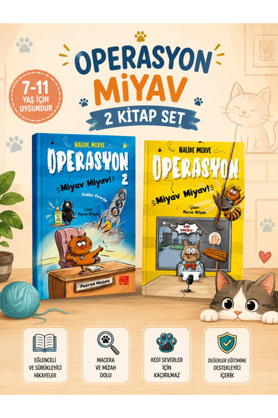 Aile Yayınları Operasyon Miyav Miyav 2 Kitap Seti - Halide Merve (7-11 Yaş Ço...