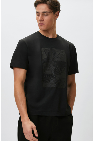 Network Siyah Enjeksiyon Baskılı T-shirt