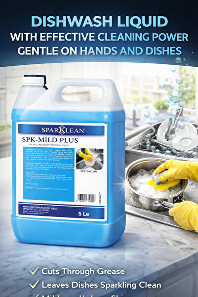 SPARKLEAN Manual Dishwashing Liquid, Fragrance Free, 5 Liters, Non-Irritant F...