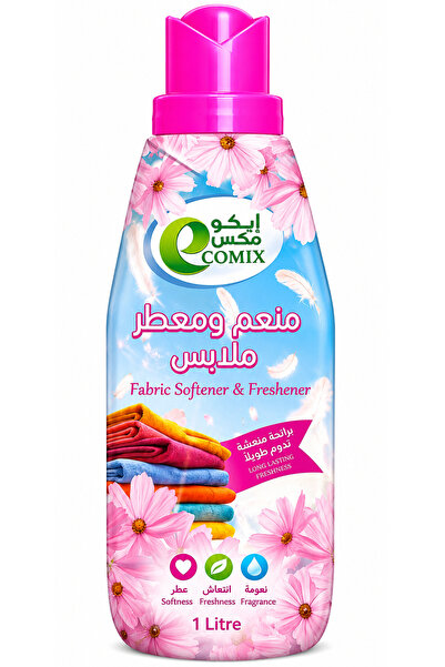 ecomix إيكومكس ملين ومعطر الملابس 1 لتر - وردي x 12 حبة