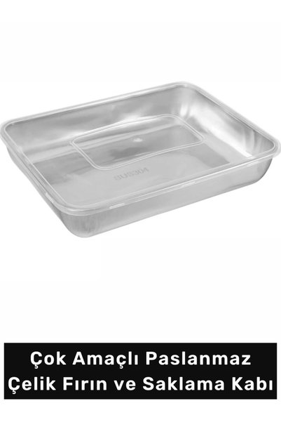 Kozera # Storage Container 304 Quality Multi-Purpose Stainless Steel Leak-Proof Oven Baking Storage Container Tray 25X20X5 cm - 1 Piece