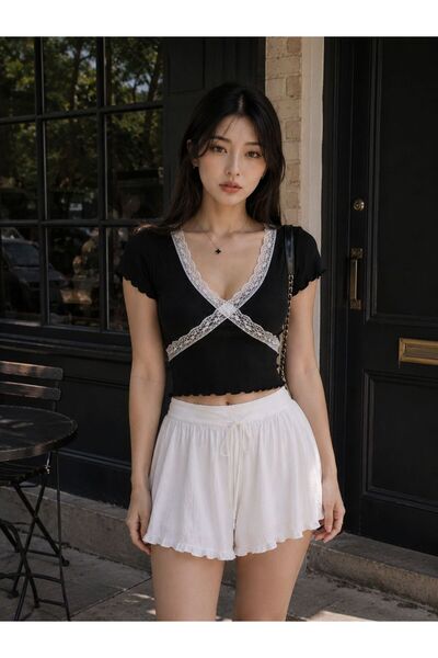 İsra Ayyıldız Moonstar Collection Pinterest Lolita Coquette Dantel V Yaka Crop