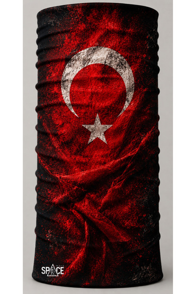 spacemoto Siyah Kırmızı Ay Yıldız Temalı Modern Türk Bayrağı Desenli Bandana ...