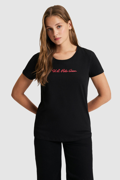 U.S. Polo Assn. Kadın Siyah Basic Tişört 50323450-VR046