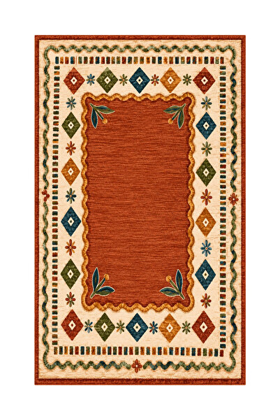 Rugs Modern Halı SDT Etnik Geometrik Desenli Kiremit Halı Rustik Çiçek Dokuma...