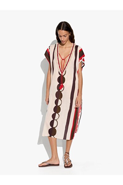 PARFOIS Kadın %100 Pamuk Desenli Kaftan