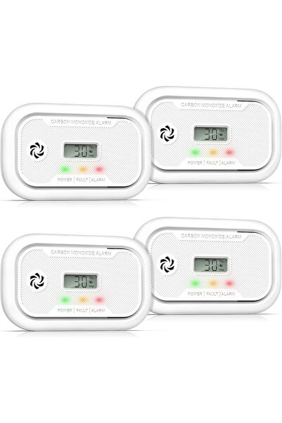 OEM Detector de Monoxid de Carbon Czadu, cu Afișaj LCD, Kit de 4 bucăți, dete...